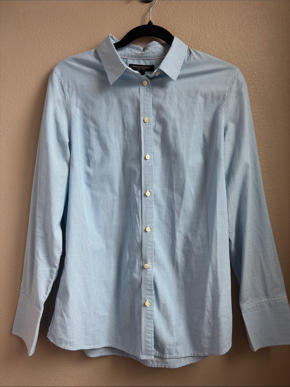 Banana Republic Riley Blue Pinstripe Button Down Shirt Size 10